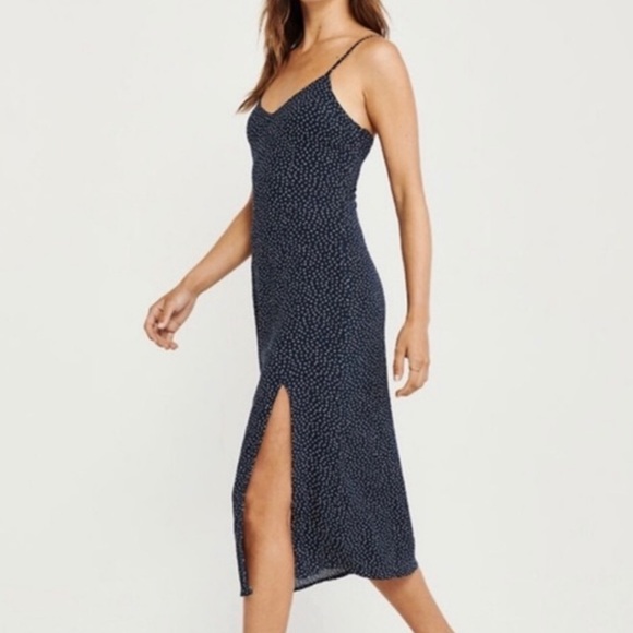 SOLD Abercrombie & Fitch Navy Side Slit Midi Dress - Picture 2 of 5